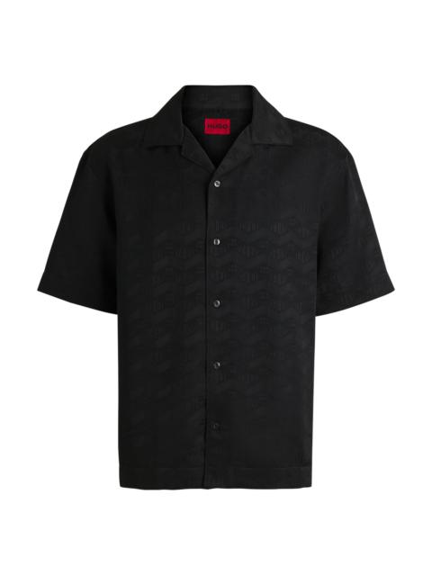 HUGO OVERSIZE-FIT SHIRT IN GEOMETRIC-LOGO JACQUARD