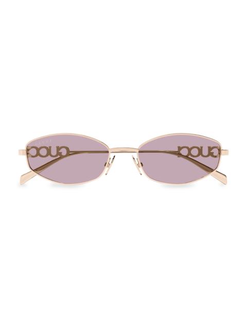 GUCCI Women's Gucci Block 55MM Oval Metal Sunglasses - Rose Gold Pink