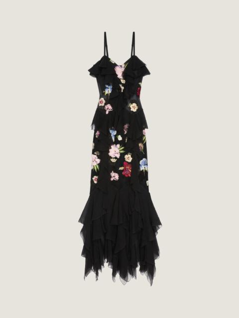Givenchy RUFFLED DRESS IN SILK CHIFFON WITH EMBROIDERIES