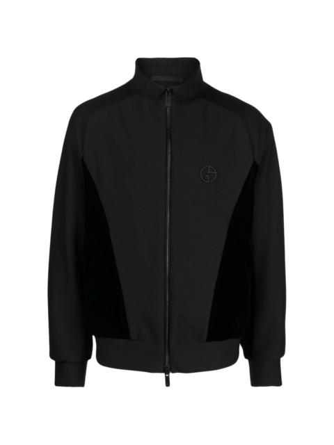 logo-embroidered zip-up jacket