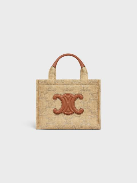 CELINE small cabas thais in raffia effect textile with triomphe jacquard