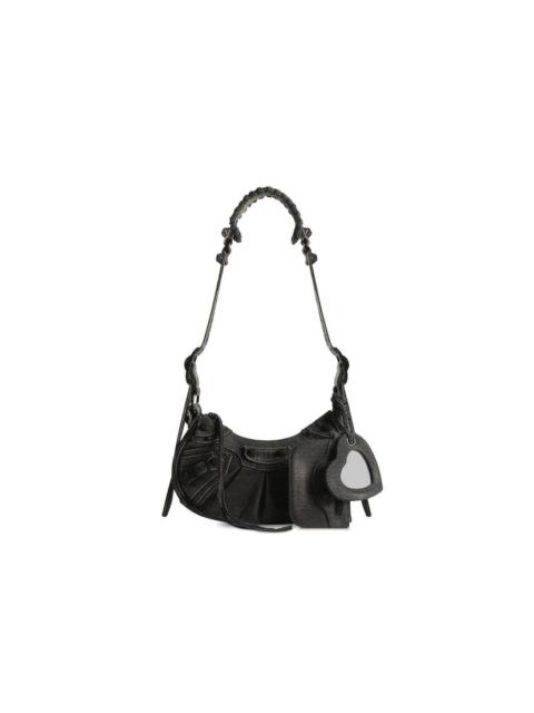 Women's Le Cagole Xs Shoulder Bag Denim With Rhinestones in Black