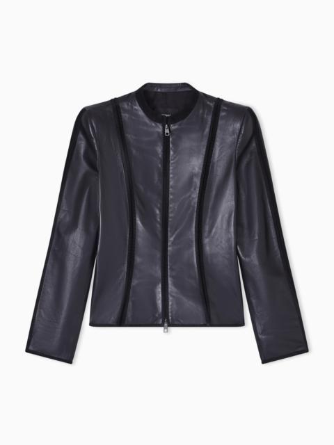 EMPORIO ARMANI NAPPA LEATHER JACKET WITH ASV SUEDE PIPING