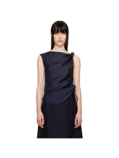 LE17SEPTEMBRE Navy Asymmetrical Draped Tank Top