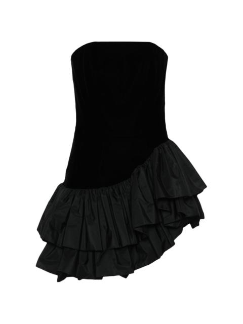 ruffle-skirt strapless minidress