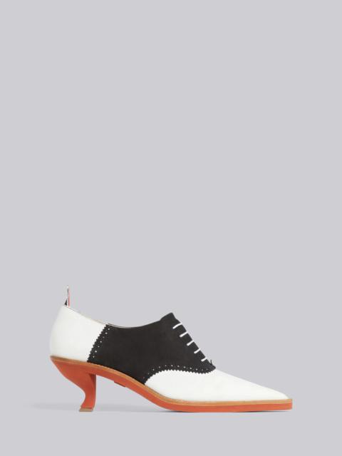 Thom Browne Black and White Suede 50mm Curved Heel Micro Sole Saddle Shoe