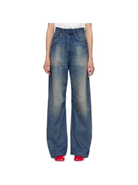 MM6 Maison Margiela Blue Wide-Leg Jeans