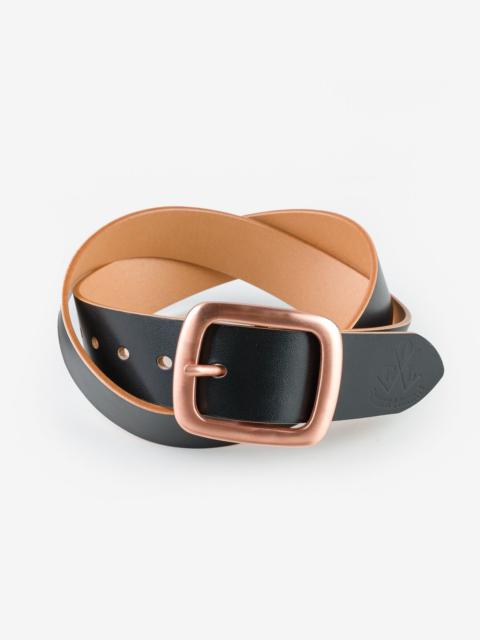 Iron Heart OGL-BELT-COP-BLK OGL Single Prong Copper Garrison Buckle Leather Belt - Hand Dyed Black