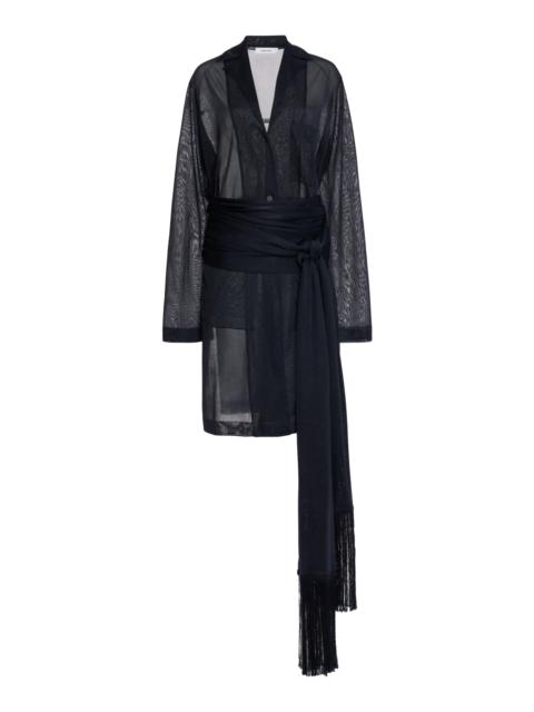 FERRAGAMO Single-Breasted Sheer Jacket navy