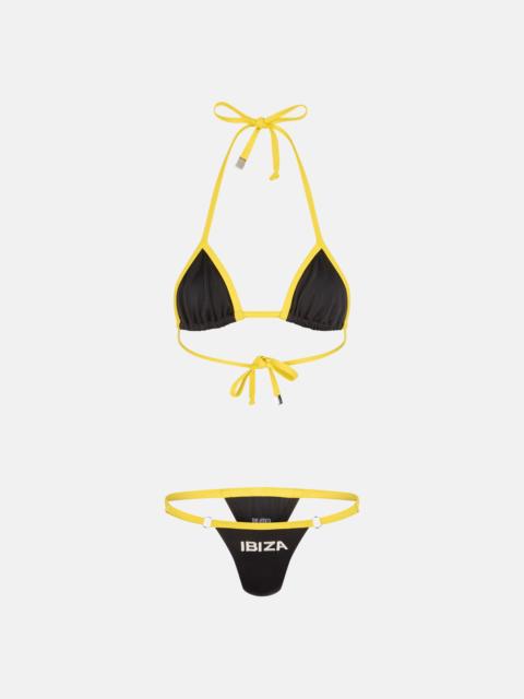 THE ATTICO WHITE, BLACK AND YELLOW BIKINI