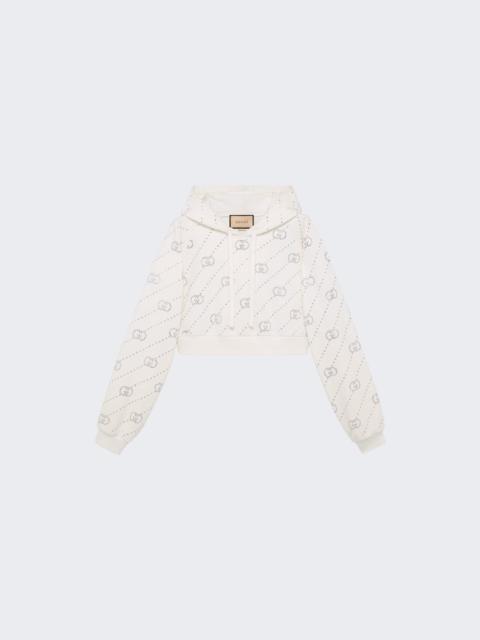 Cropped Hooded Sweatshirt Ivory