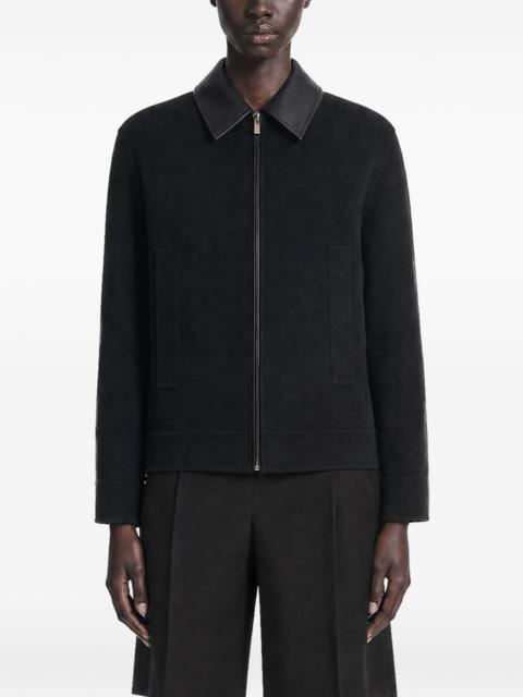 Max Mara leather-trim zip-up jacket