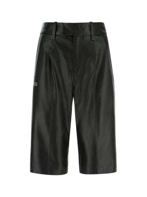Off-White Black leather bermuda shorts