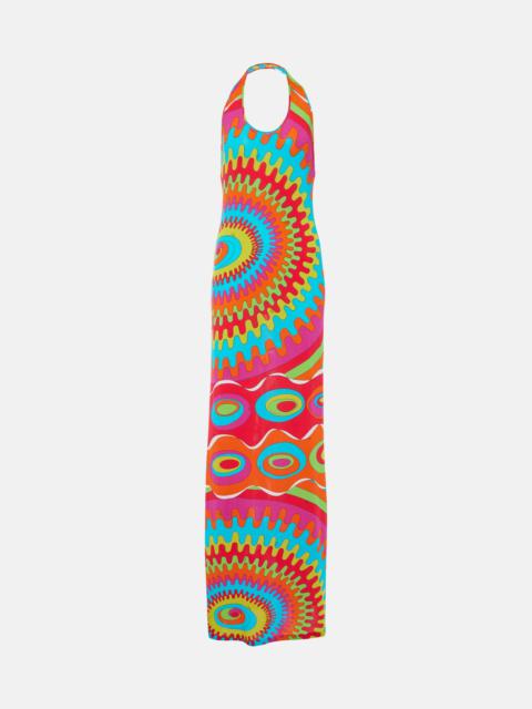 Printed halterneck maxi dress