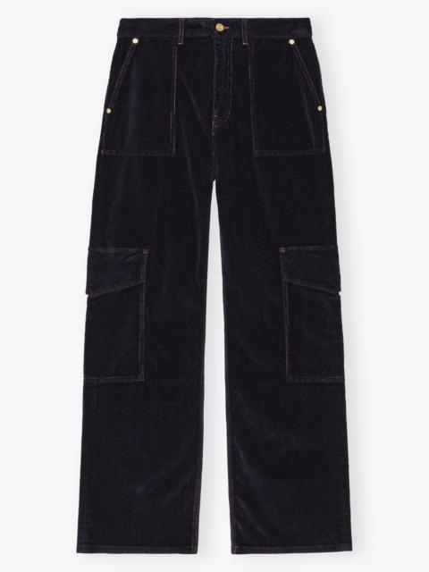 GANNI BLUE WASHED CORDUROY CARGO PANTS