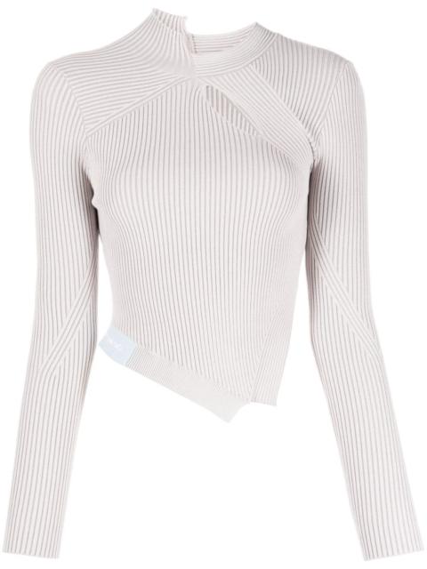 asymmetric ribbed-knit top