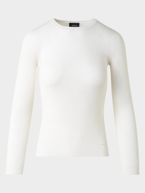 AKRIS Silk Cotton Rib Crewneck Sweater