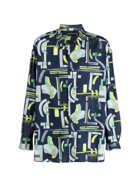 abstract-print long-sleeved shirt