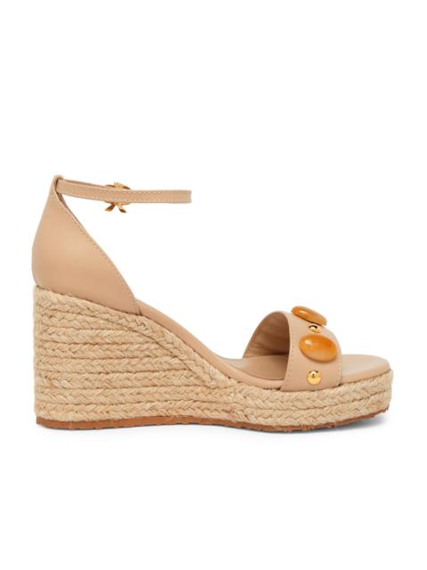 Gianvito Rossi Women's 70MM Embellished Leather & Raffia Platform Wedge Sandals - Sand