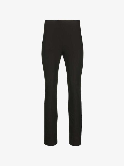 Cropped straight-leg mid-rise stretch-woven trousers