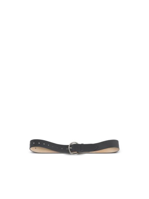 Marni black leather belt with round buckle