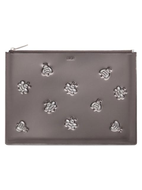 Dior Dior x Kaws Pouch Calfskin Bee Print Silver