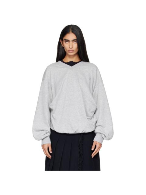OPEN YY Gray Slouchy V-Neck Sweatshirt