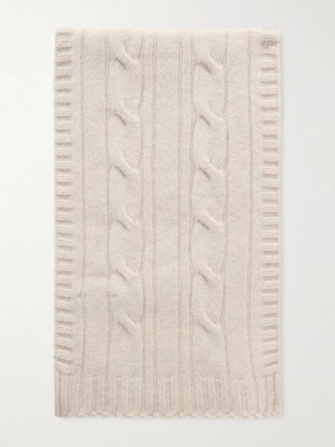 JOHN SMEDLEY Wooton Cable-Knit Recycled-Cashmere and Merino Wool-Blend Scarf Beige