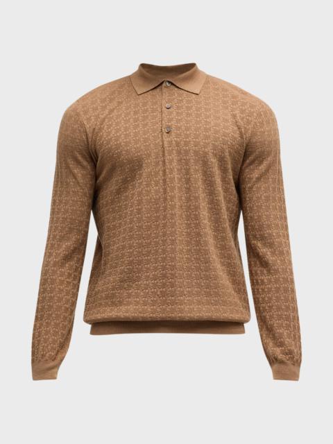 Men's Textured Wool Polo Sweater