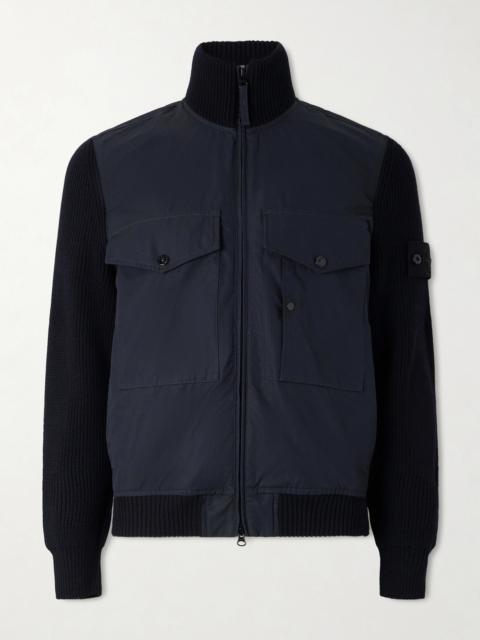 Stone Island STONE ISLAND GHOST Hybrid Cotton-Canvas and Ribbed Virgin Wool Bomber Jacket