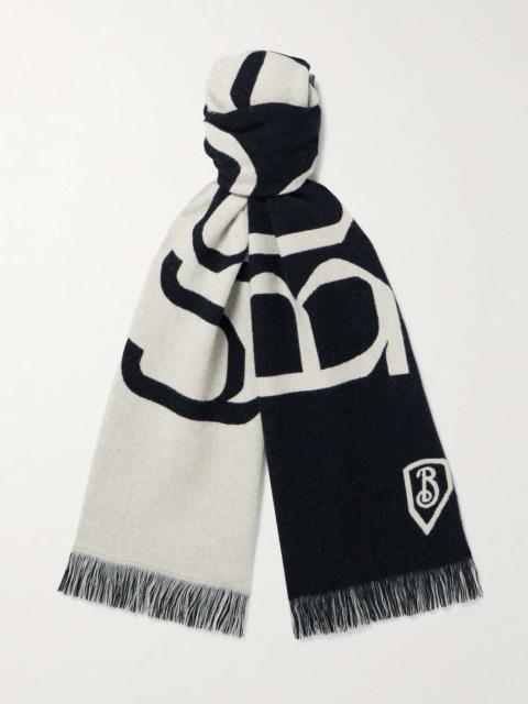 Burberry Fringed Logo-Jacquard Wool Scarf