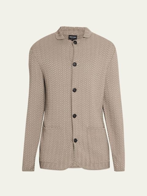 GIORGIO ARMANI Men's Ottoman Chevron Single-Breasted Jacket