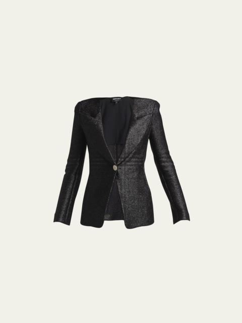 GIORGIO ARMANI Metallic Rafia Motif Blazer