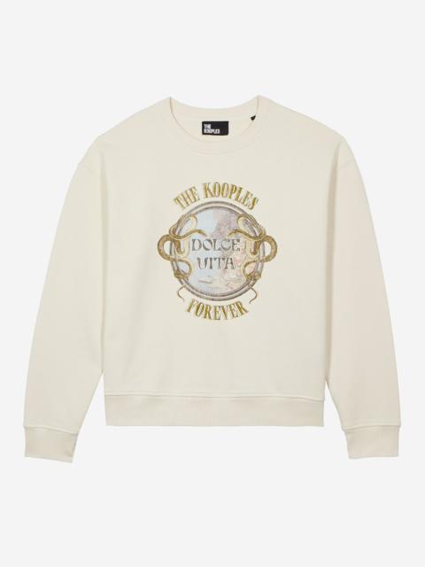 The Kooples SWEATSHIRT WITH BEIGE SCREEN PRINT