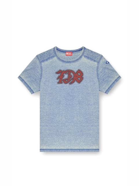 Diesel BURNOUT T-SHIRT WITH D78 PRINT