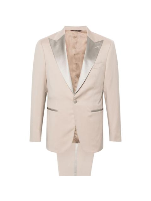 satin-trim single-breasted suit