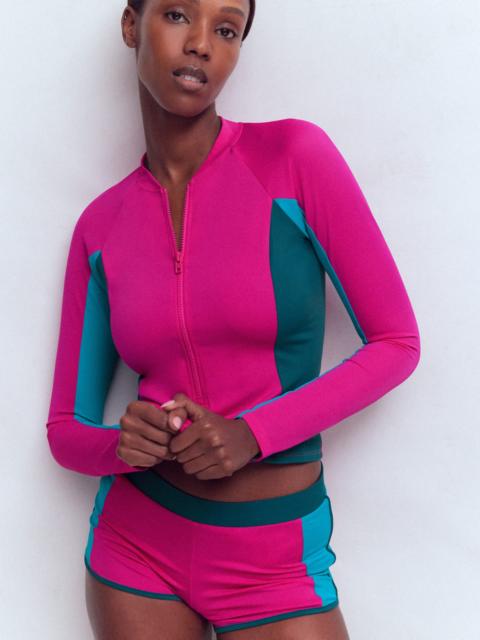 BODEN Sun Safe Raglan Rash Vest-Pink Colourblock