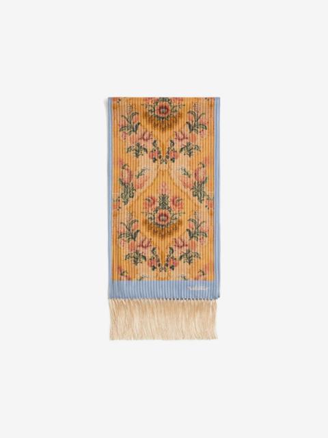 Valentino Après L'Hiver scarf in printed silk and lurex with fringes