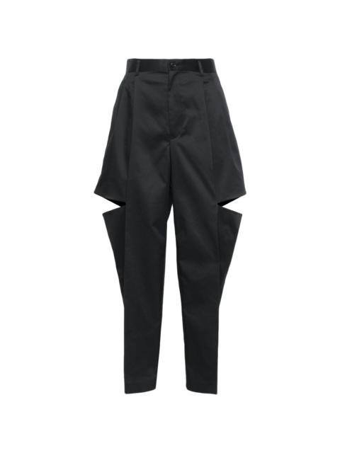 pleated cut-out straight trousers