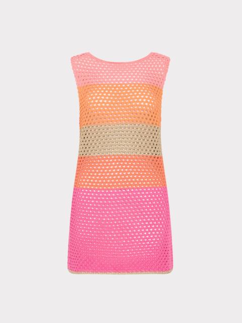 MILLY Open Stitch Boat Neck Mini Dress