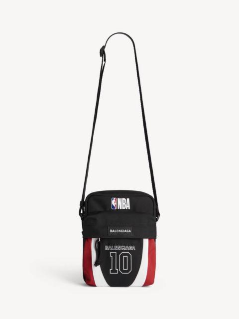BALENCIAGA Men's Balenciaga | Nba Collaboration Explorer Crossbody Pouch in Black/white/vermillon Red