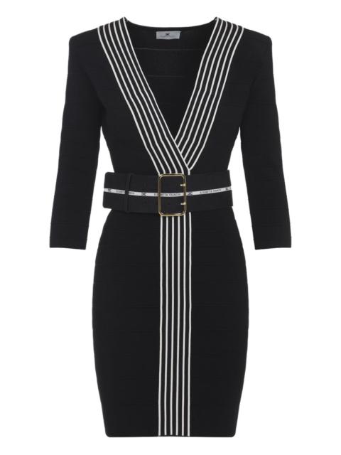 ELISABETTA FRANCHI striped belted mini dress