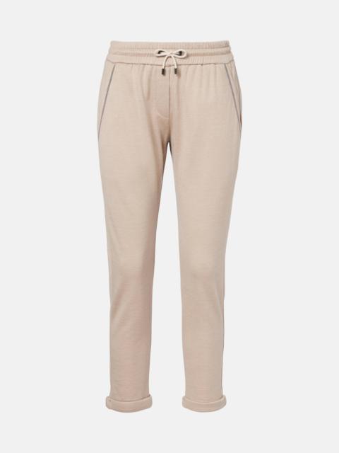 Brunello Cucinelli Monili cotton and silk-blend sweatpants