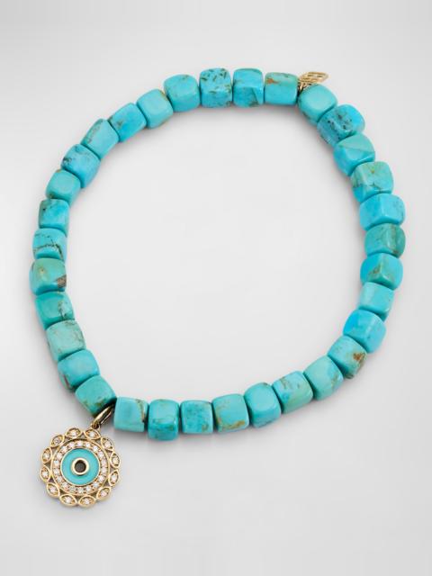 SYDNEY EVAN 14K Gold and Diamond Marquise Eye Turquoise Bracelet