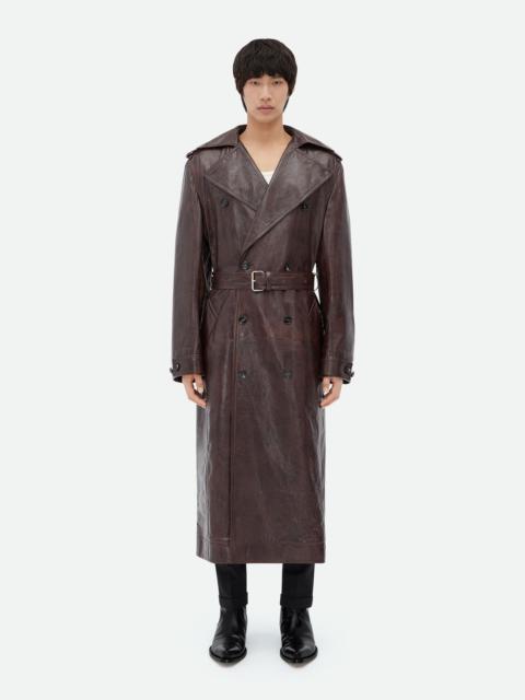 Bottega Veneta Oversized Fit Embossed Leather Trench Coat