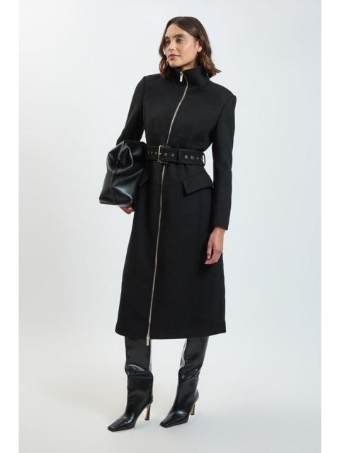 KAREN MILLEN Wool Tailored Corset Detail Maxi Coat