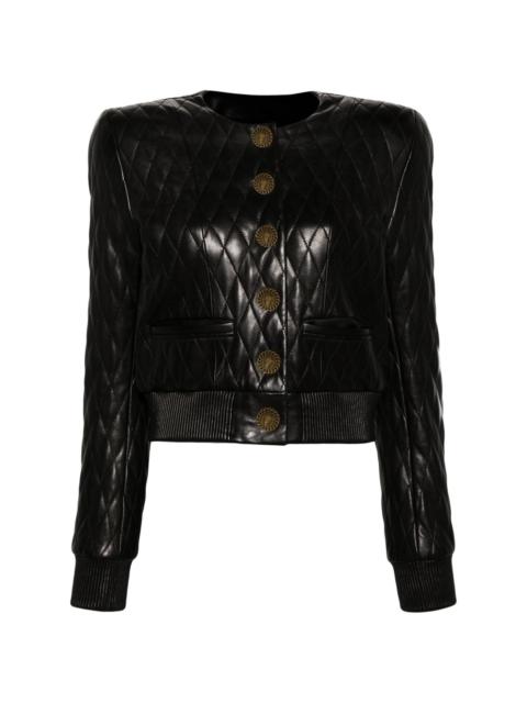 shoulder-pads quilted leather jacket