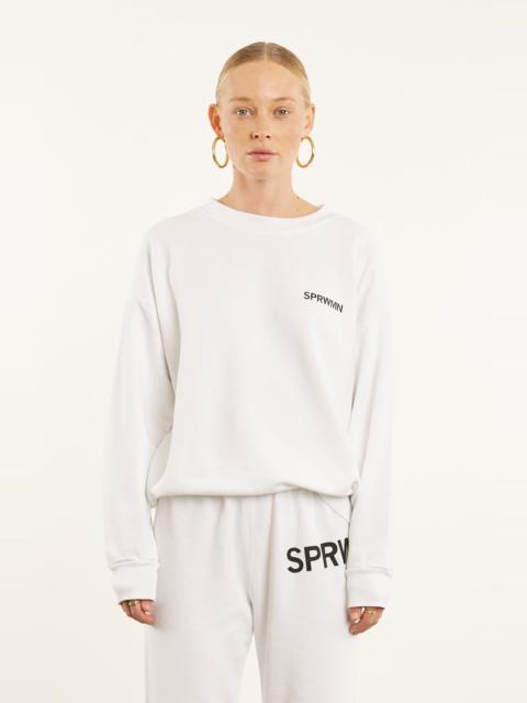SPRWMN WHITE COTTON LOGO SWEATSHIRT