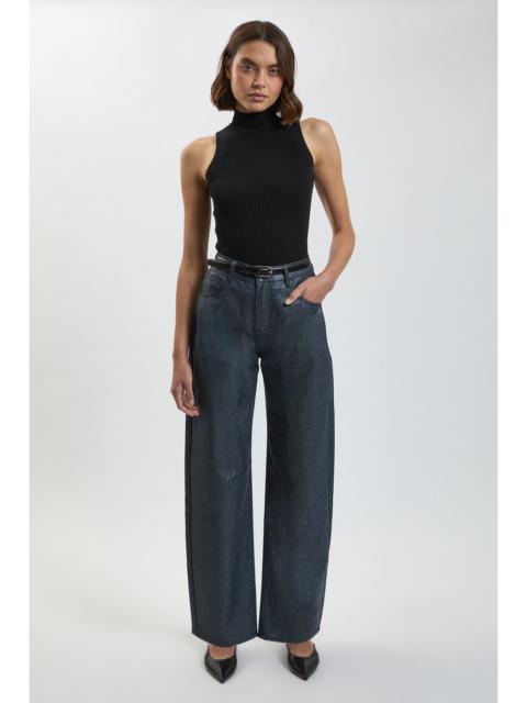 KAREN MILLEN Petite Metallic Denim Coated Barrel Jean