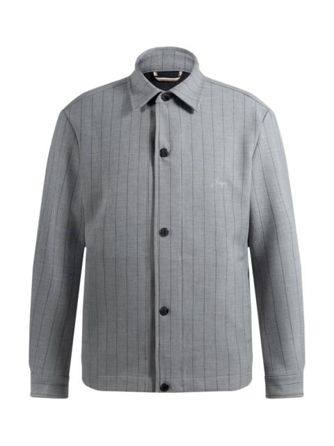 BOSS RELAXED-FIT OVERSHIRT WITH STRIPE AND SCRIPT LOGO